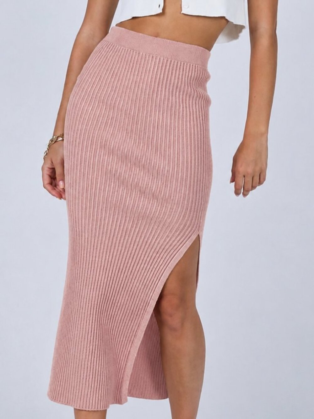 Cotton On Blush Pink Women's Ribbed Maxi Skirt X-Large